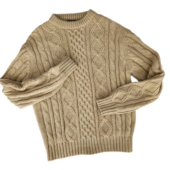 Thane Sweaters - Vintage Cable Chunky Knit Sweater, Soft Sage Green, Women's Large